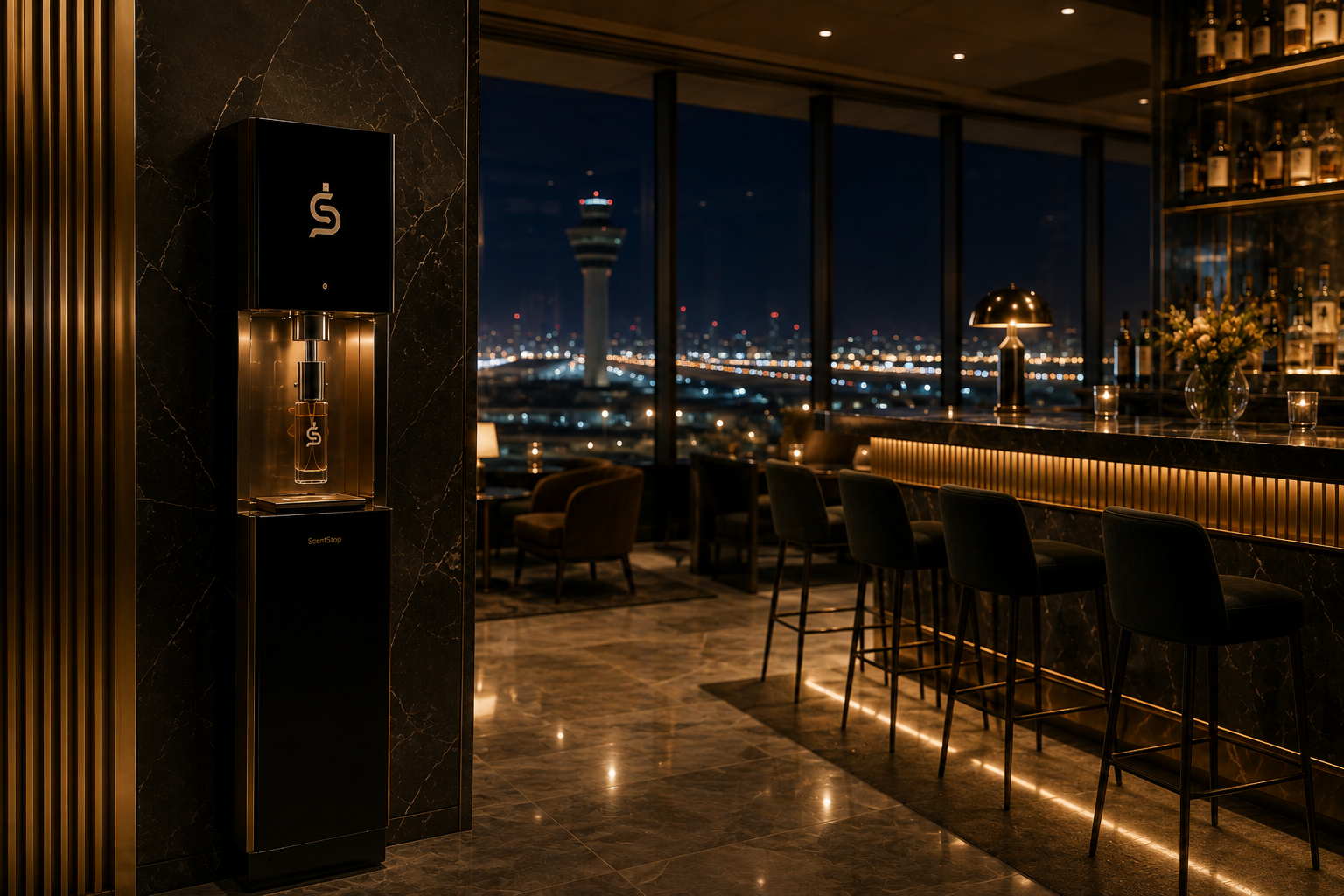 A ScentStop installation in a carefully lit nightlife setting